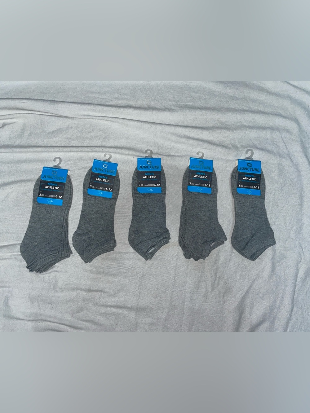 Juncture Men’s Athletic Low Cut Socks Gray Men’s Size 6–12: 15 pairs New